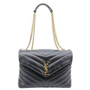 Yves Saint Laurent  Loulou Large Matelasse Leather Chain Shoulder Bag Black